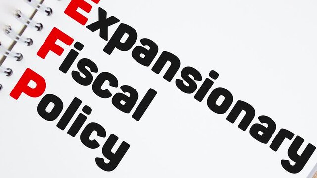 Expansionary Fiscal Policy text, inscription on a notebook. EFP, expansionary fiscal policy business concept, animation.