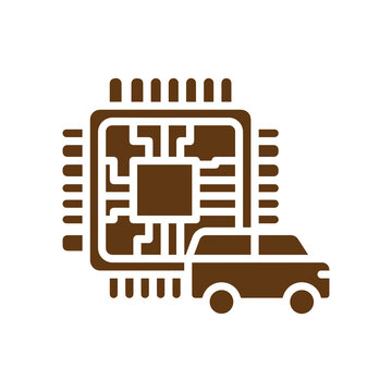Automotive electronic control unit icon with automotive processor electronics