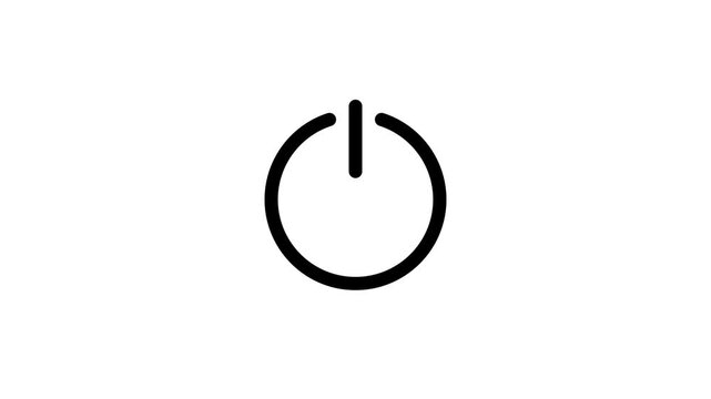 Power button icon completing a circular shape on a white background