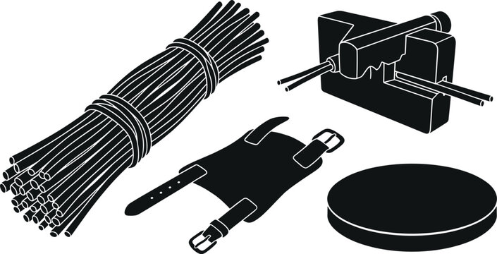 Traditional Japanese Bamboo Basketry Tool Set with Raw Splints Splitter Machine Arm Guard and Round Block for Crafting Workshops