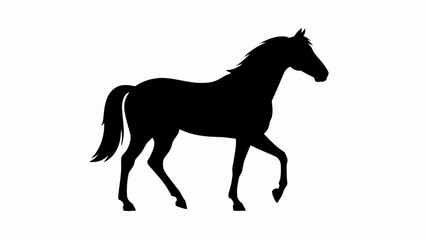 Obraz premium Black horse silhouette, running horse icon, equine vector, animal symbol