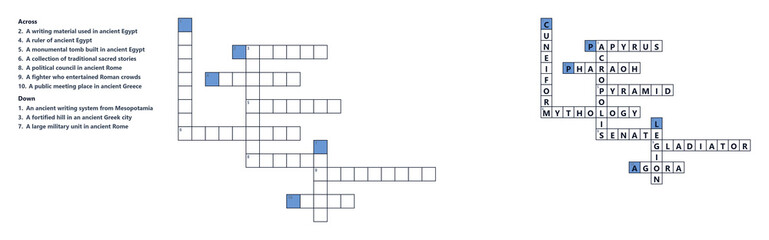 Obraz premium Crossword puzzle design for adults with clues and answers 