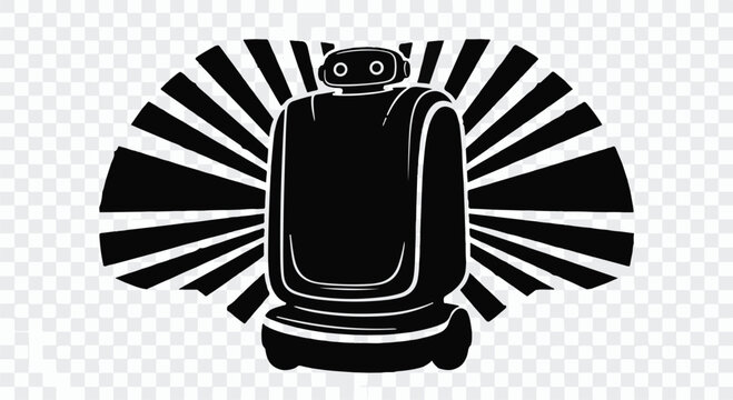 Robot vacuum cleaner depicted with a radiating burst effect on a transparent.