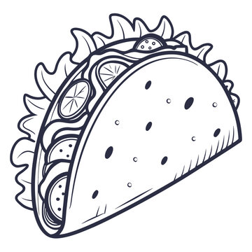 Hand drawn taco illustration, delicious mexican food sketch