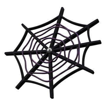 Stylized Spider Web with Silver Orb