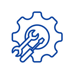 Fototapeta premium Blue Wrench and Screwdriver Icon Set isolated on transparent background