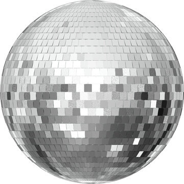Retro Shiny Silver Mirror Disco Ball Illustration