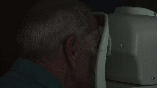 Elderly patient undergoing medical vision test