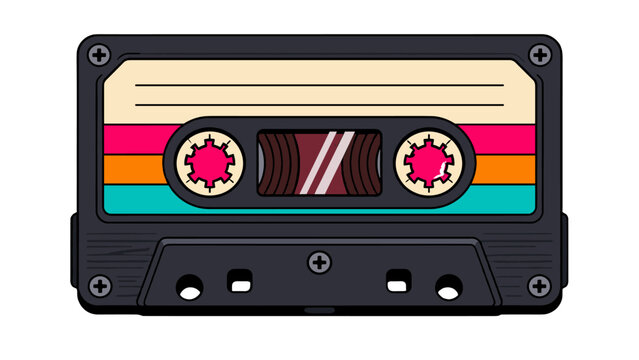 Retro audio cassette tape vector illustration isolated