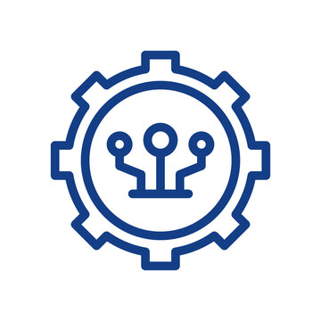 Gear settings icon with three people symbols isolated on transparent background