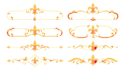 Set of ornate golden decorative borders with fleur de lis © icon_art