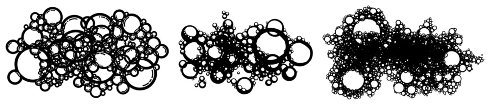 Soap bubble clusters and foam lather elements in minimalist outline style
