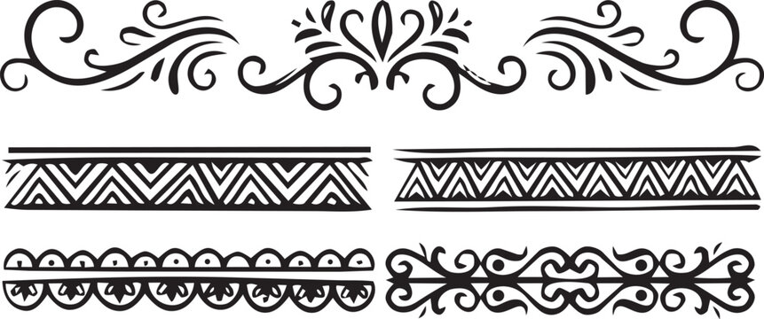 Decorative Border Elements Vector Pack | Floral Flourishes, Tribal Dividers & Ornamental Frames