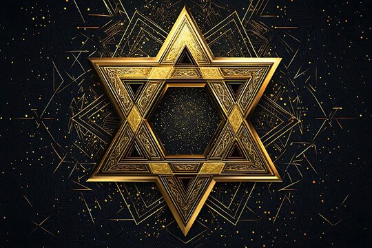 Traditional star of david pattern in gold and black image