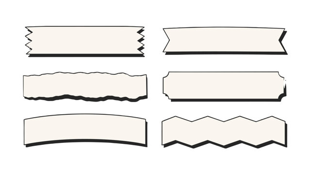 Set of blank hand drawn label and banner shapes