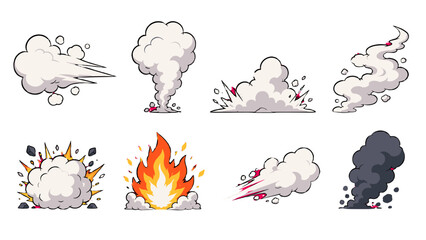 Cartoon smoke clouds and explosion effect set © icon_art