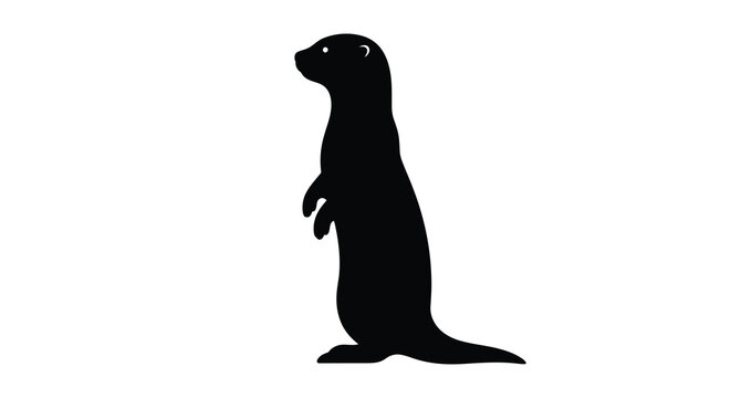 Meerkat Silhouette Against A White Background Silhouette
