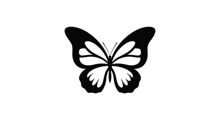 Butterfly Silhouette Against White Background A Minimalist Shape © MD RIPON