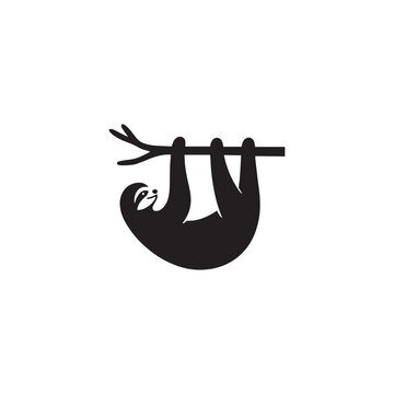 sloth silhouette, vector sloth, three-toed sloth, two-toed sloth, slow motion, climbing sloth