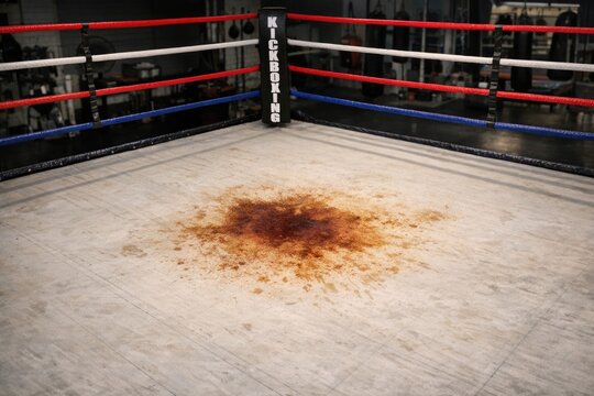 Boxing ring with red and blue ropes