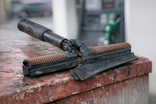 A rusty old gun lying on a table, perfect for western or vintage-themed scenes