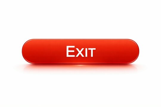 Bright red exit button with white text for website or application interface