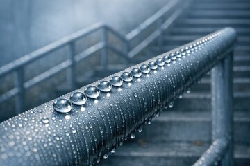 Fototapeta premium A close-up shot of a pipe with water droplets forming on its surface, great for use in designs related to water, plumbing, or industrial settings