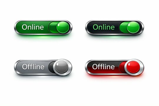 Online and offline toggle switch icons in green and red color