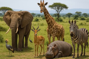 Obraz premium Diverse African wildlife safari