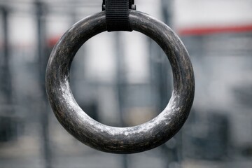 Naklejka premium A close-up view of a ring sitting on top of a pole, perfect for use in jewelry or hardware advertising