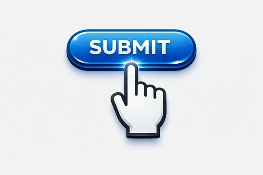 Hand clicking submit button with finger pointing