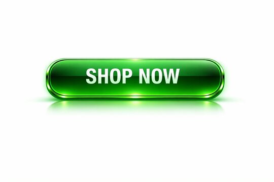 Green glossy shop now button with white text