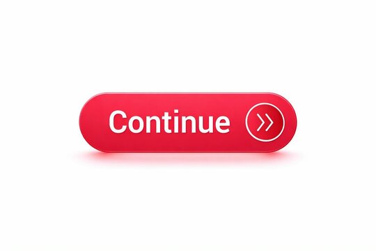 Red continue button with arrow icon on capsule shape