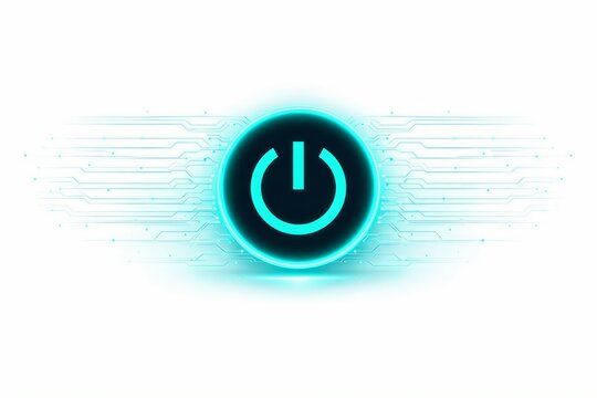 Modern power button icon with glowing circuit background