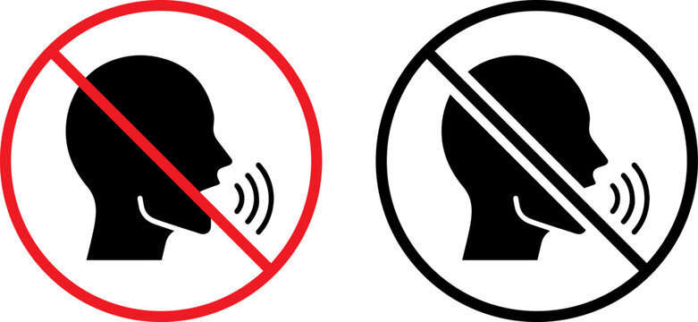 No talking sign icons with red and black prohibition circles