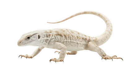 Naklejka premium Full body shot of a white lizard with brown patterns isolated on transparent background