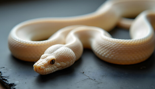 Albino Snake Head Macro Detail on Dark Textured Background