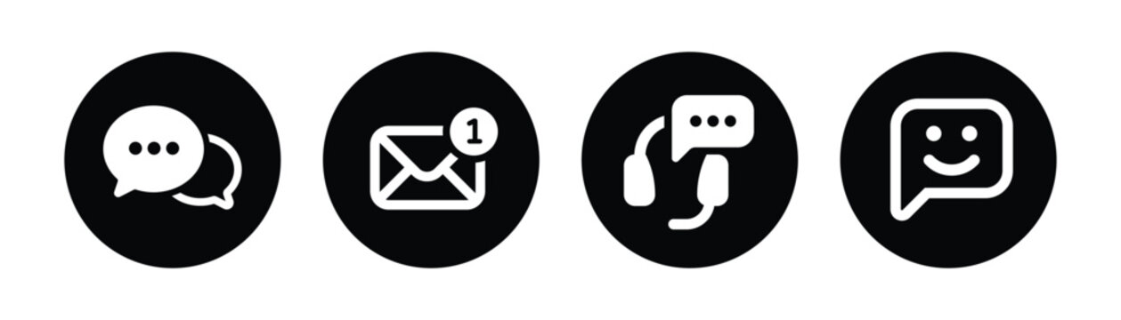Customer Service Icons Pack, Live Chat, Email Notification, Support Headset and Feedback Vector Set