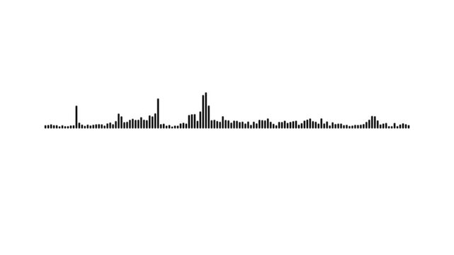 Audio sound wave motion graphic animation on white background, glowing frequency lines, smooth equalizer spectrum, minimalist design, seamless high quality 4k video