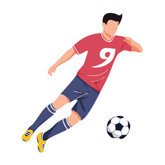 Obraz premium Soccer player kicking ball in flat design style