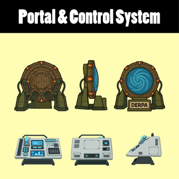 Vector Illustrated Interdimensional Portal with Control System