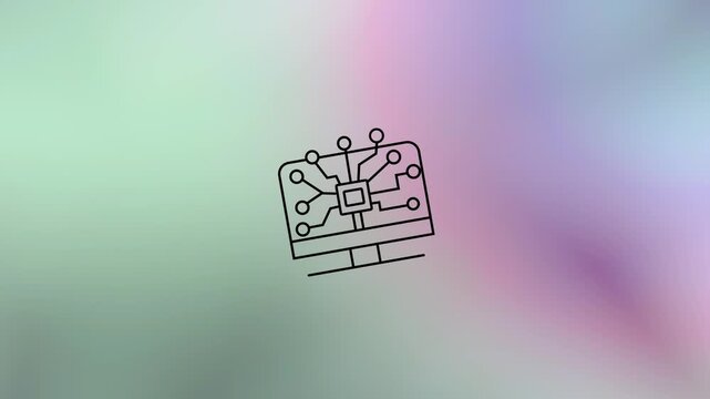 Artificial Intelligence computer icon illustration, Machine Learning, and Innovation