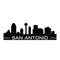 Fototapeta premium San Antonio Skyline Silhouette Vector Against Plain White Background for Urban Cityscape and Travel Design