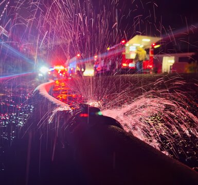 Nigh time Fire Scene