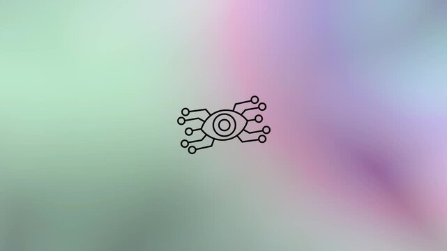 Artificial Intelligence eye chip icon illustration with scanning, Machine Learning, and Innovation