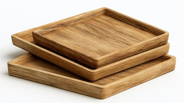 Exquisite Wooden Trays Displayed in Stacked Formation for Elegance and Functionality