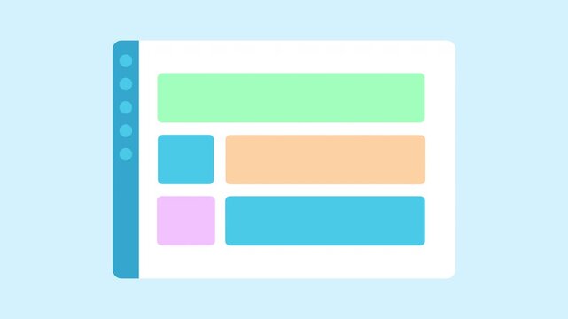 Animated web interface with moving cursors interacting with colorful UI blocks. Modern flat dashboard concept for website design, editing, navigation and digital workflow