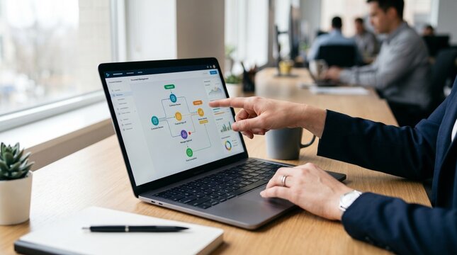 Professional Hands Reviewing Electronic Documentation Process with Approval Dashboard