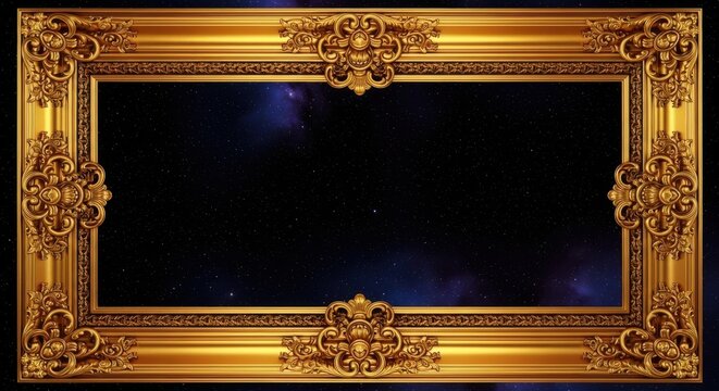 Elegant gold ornate picture frame with decorative details