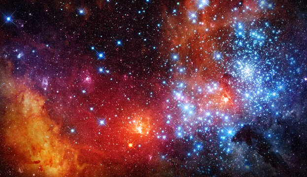 Space scene with stars in the galaxy. Panorama. Universe filled with stars, nebula and galaxy,. Elements of this image furnished by NASA